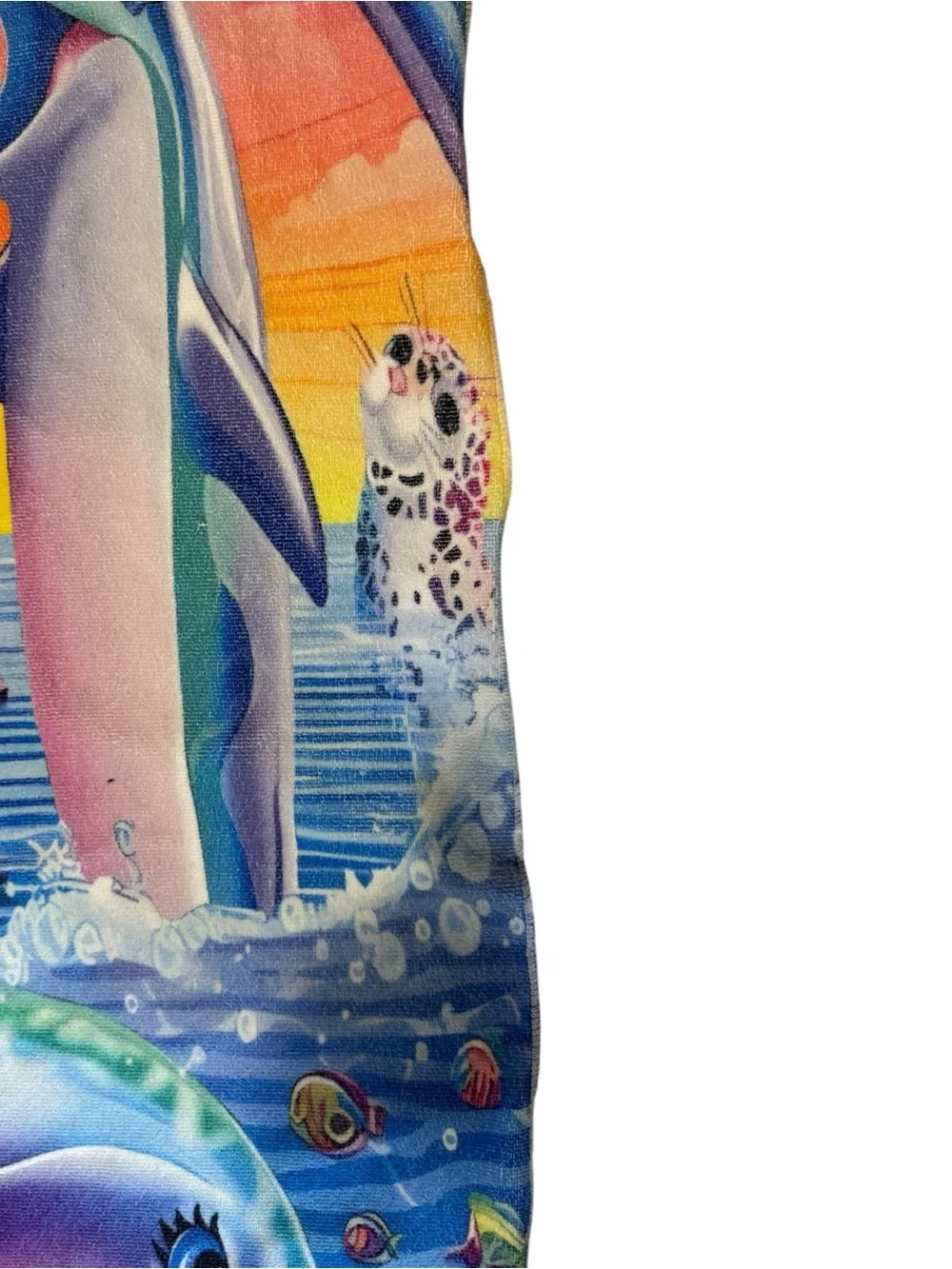 Vintage Y2K Lisa Frank Dolphin Inspired Beach Towel